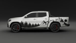 Mercedes x class Mountain, Berge, Wald, Panorama Aufkleber Dekor Sticker Set