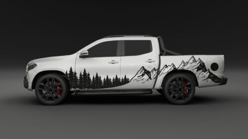 Mercedes x class Mountain, Berge, Wald, Panorama Aufkleber Dekor Sticker Set